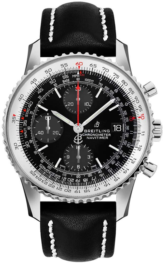 BREITLING ブラックレザーベルト 22-18mm ナビタイマー B01 中古)BREITLING ブライトリング ナビタイマー 01 A022B01KBD